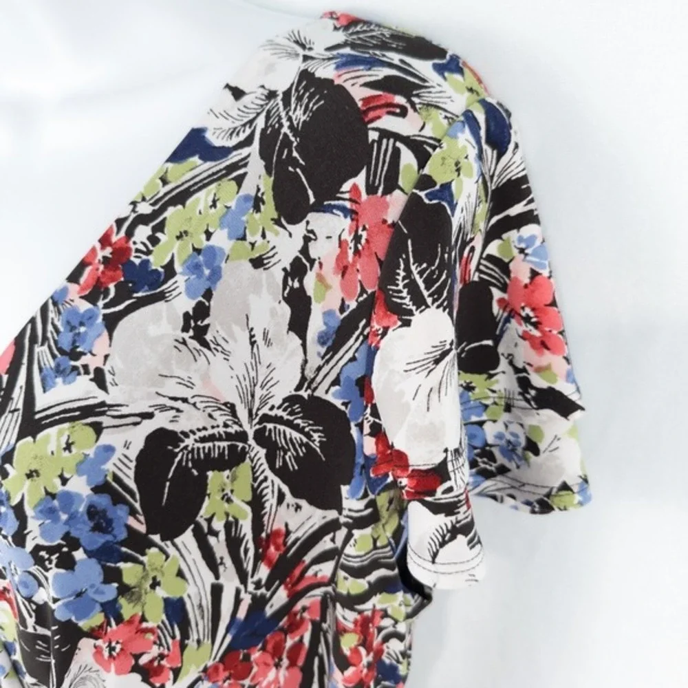 Lauren‎ Ralph Lauren Floral Flutter Sleeve Surplice Dress Size 10 V Neck Ruched - Picture 6 of 16